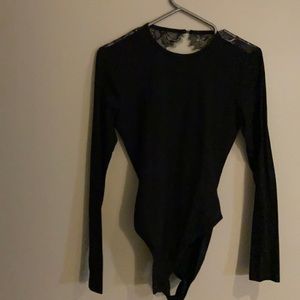 Backless with lace long sleeve body suit